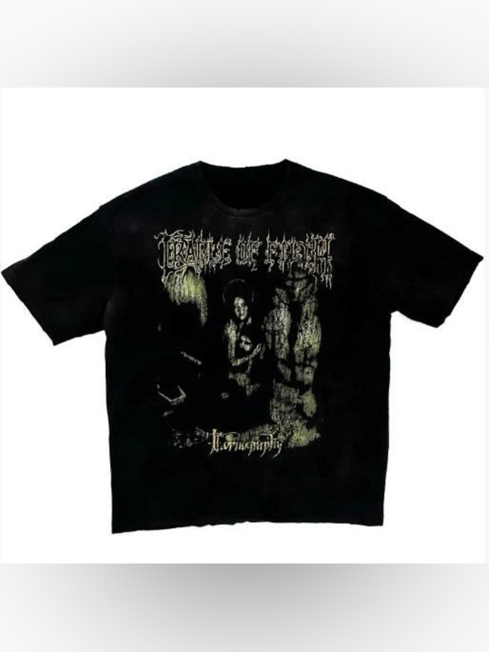 Gildan Men’s Black Graphic Band Tee with Distressed Pale Print